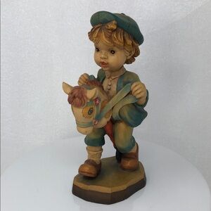 ANRI Giddy Up Boy on Hobby Horse Wood Figurine Artist Sarah Kay 1286/4000 Italy